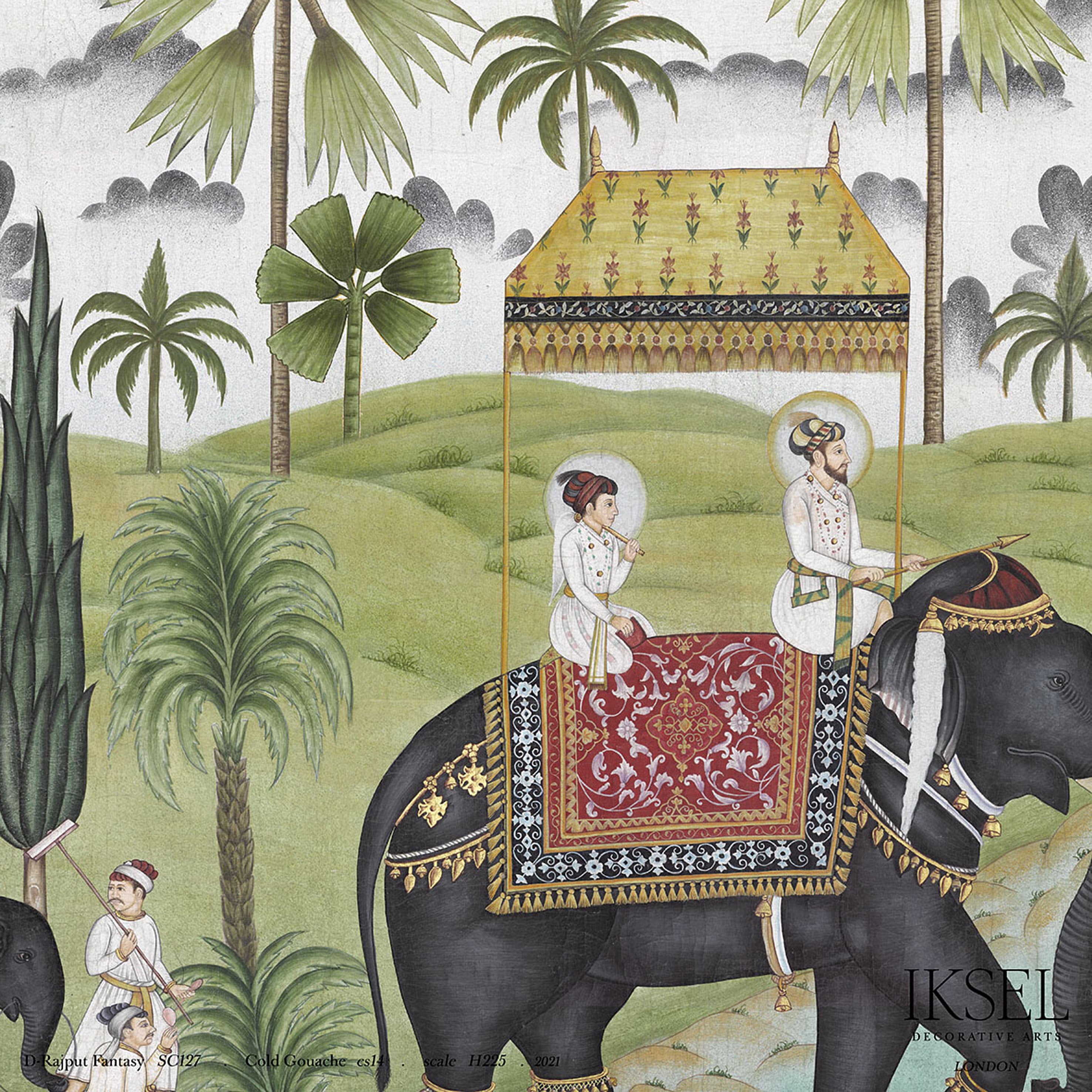 D-Rajput Fantasy - Cold Gouache Wallpapers | Schumacher