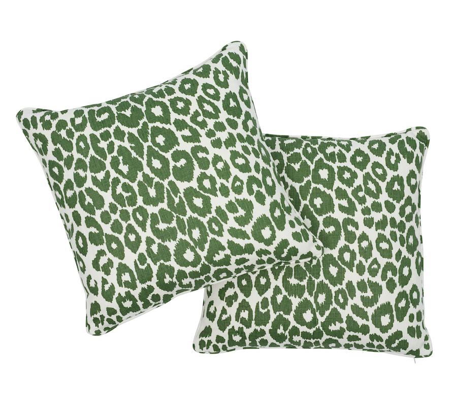 Iconic Leopard Pillow Green Pillows & Accessories Schumacher