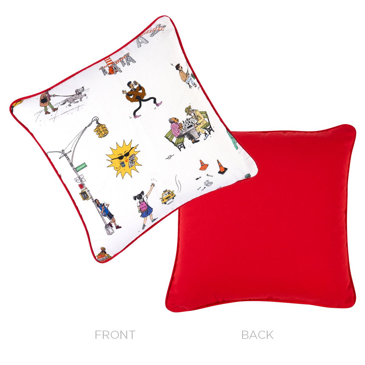 Street Scenes Pillow_MULTICOLOR ON WHITE