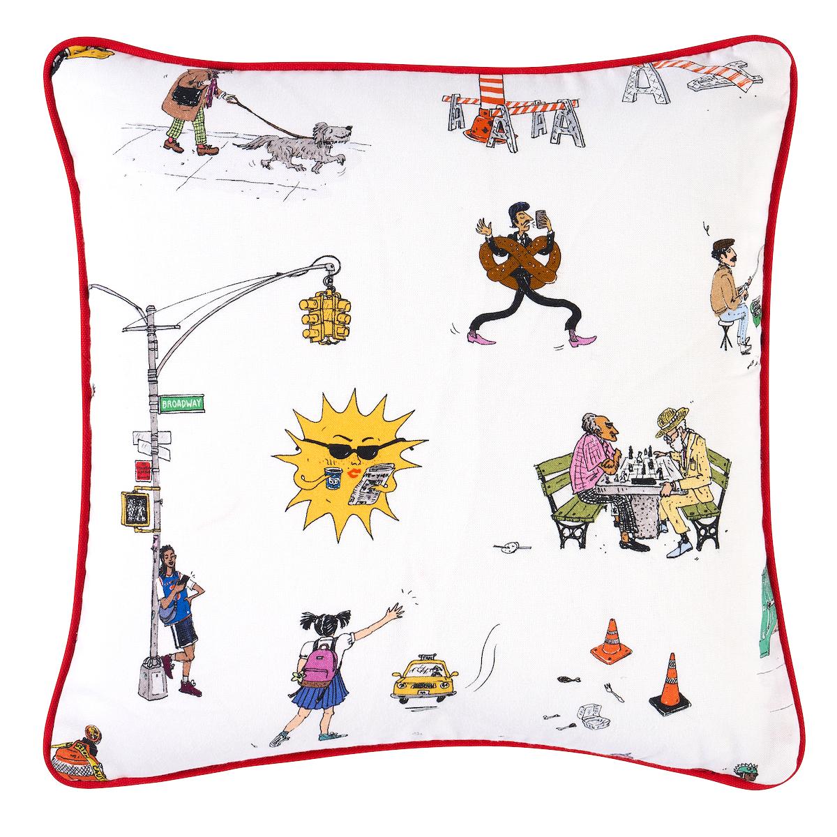 Street Scenes Pillow_MULTICOLOR ON WHITE