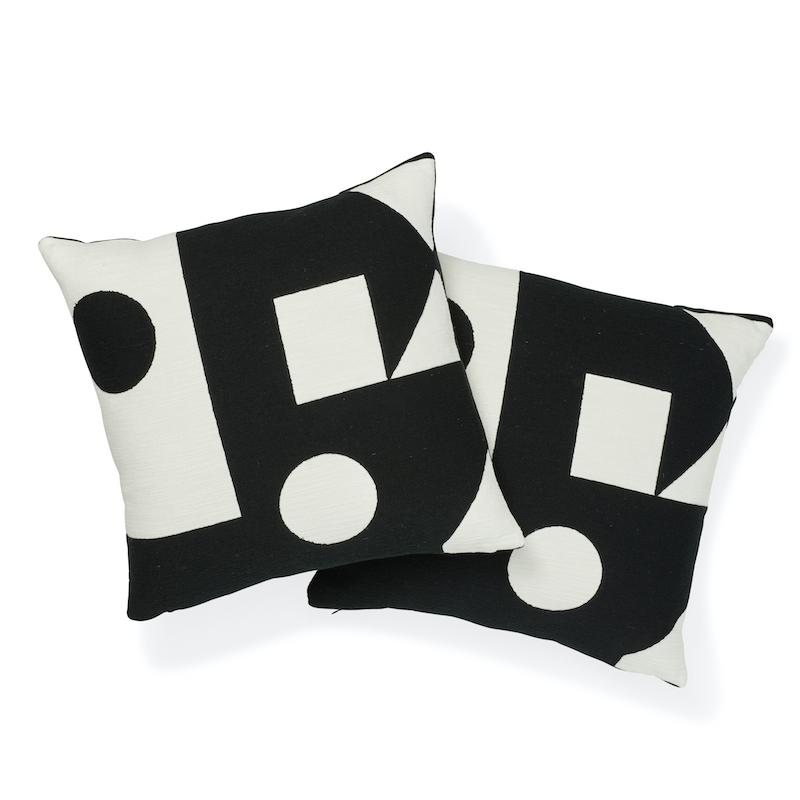Binary Embroidery Pillow Black Pillows & Accessories Schumacher