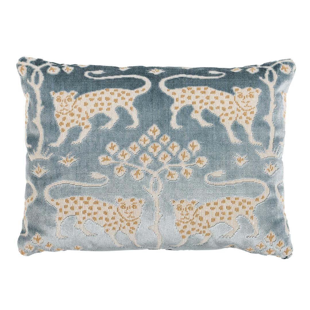 Woodland Leopard Velvet Pillow - Mineral Pillows & Accessories | Schumacher