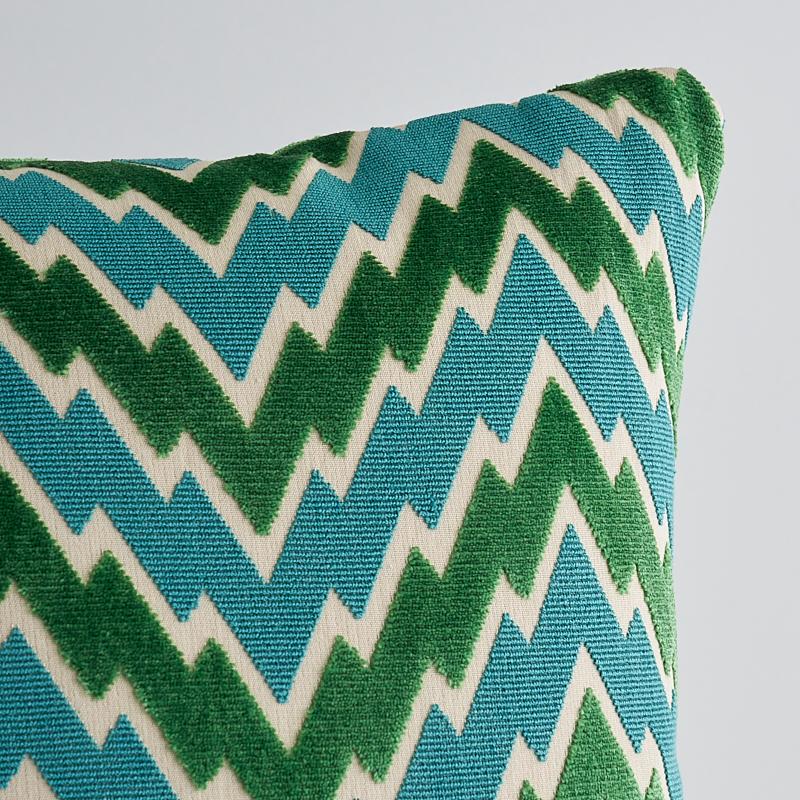 Florentine Chevron Pillow Emerald Pillows & Accessories Schumacher