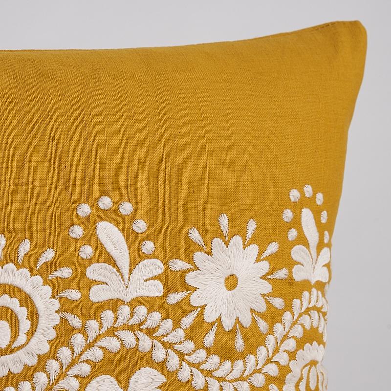 Theodora Embroidery Pillow Saffron Pillows & Accessories Schumacher