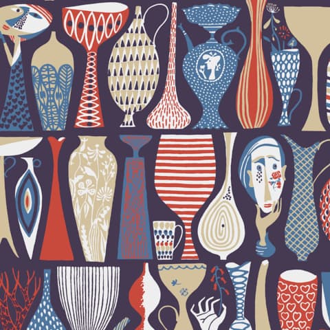 POTTERY - NAVY AND RED