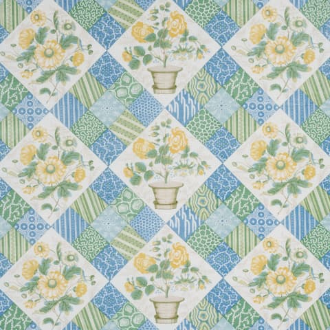 CALDWELL PATCHWORK CHINTZ - YELLOW AND CORNFLOWER