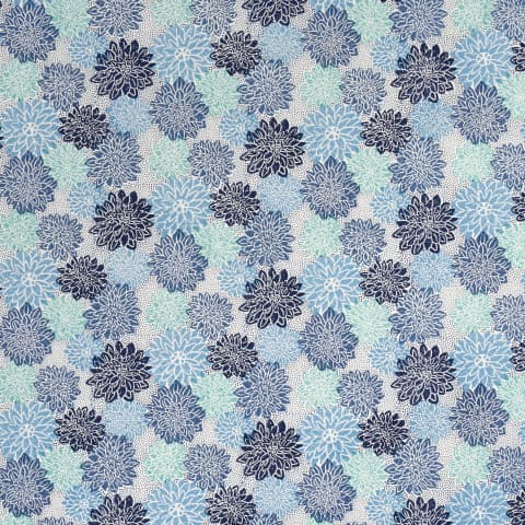 Dahlia Hand Block Print - BLUES