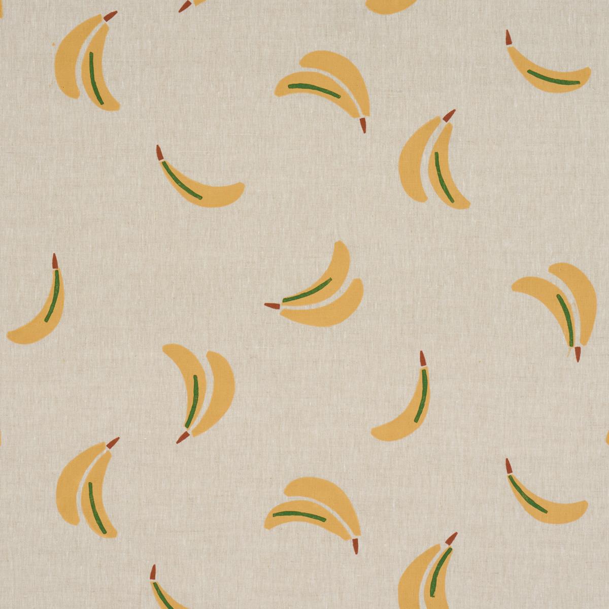 BANANA STAND HAND BLOCK PRINT - OCHRE AND GREEN ON NATURAL