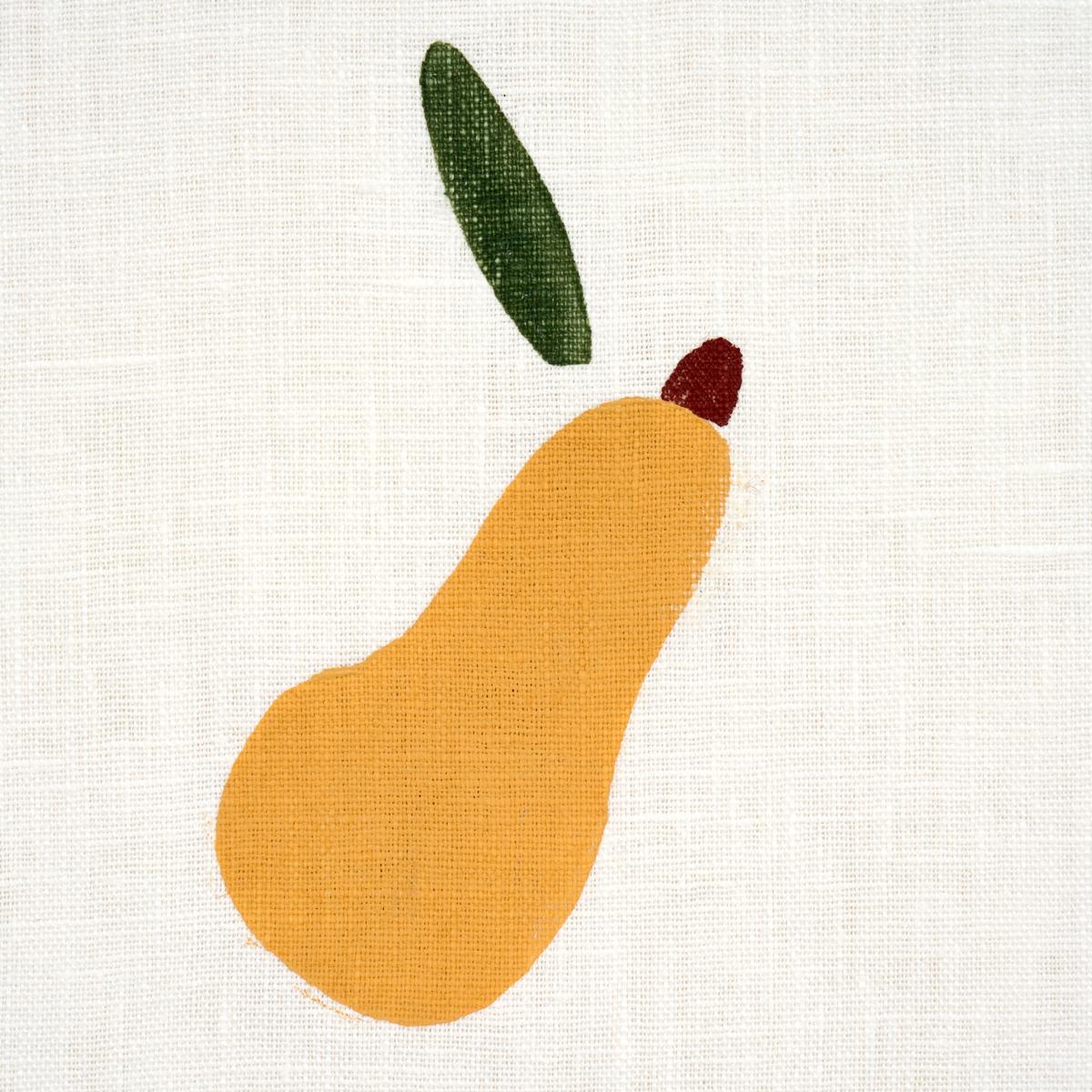 PEARS HAND BLOCK PRINT_GREEN AND OCHRE ON WHITE