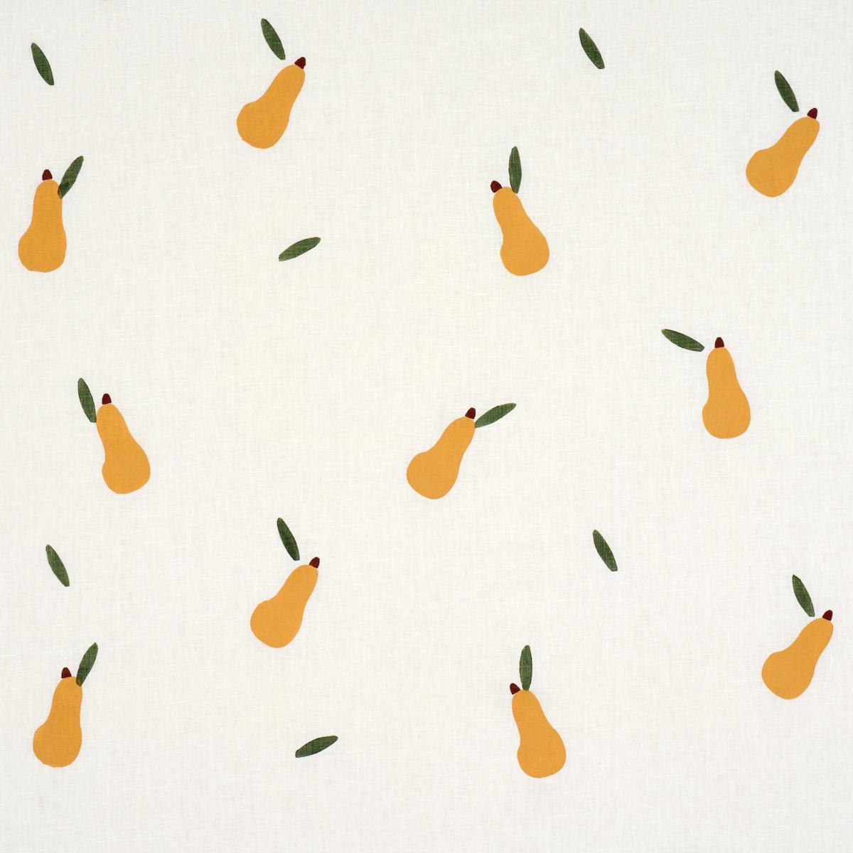 PEARS HAND BLOCK PRINT_GREEN AND OCHRE ON WHITE