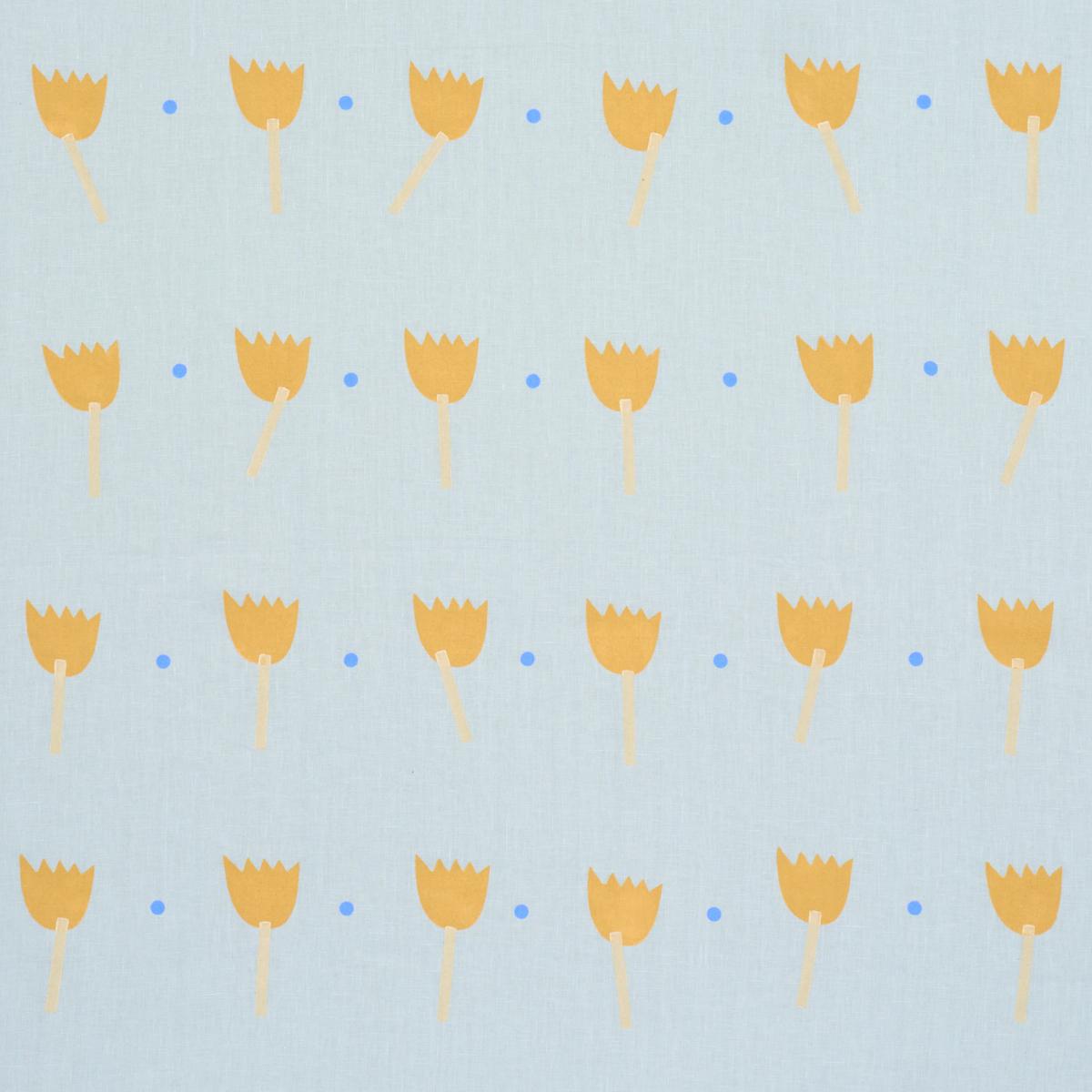 TULIP PLAY HAND BLOCK PRINT - OCHRE ON SKY
