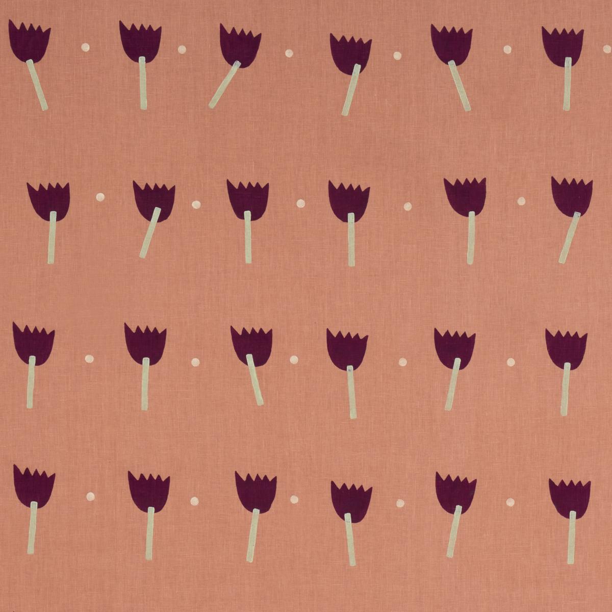 TULIP PLAY HAND BLOCK PRINT_VIOLET ON RUST