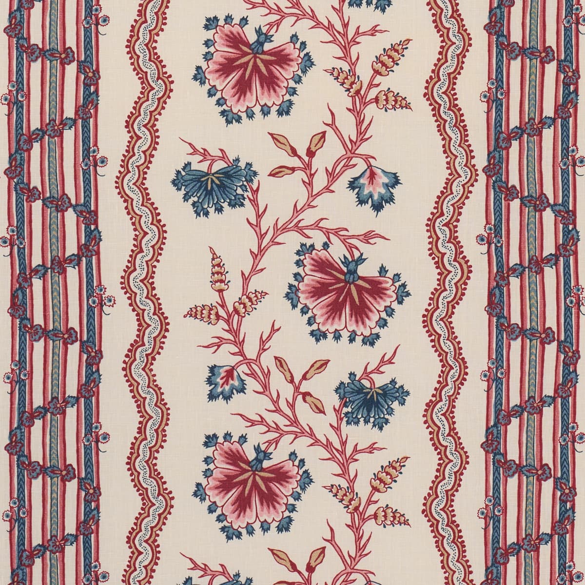 PARVATI FLORAL STRIPE - VERMILION