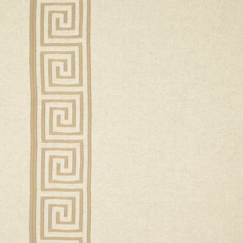 GREEK KEY EMBROIDERY - PEBBLE AND TAUPE
