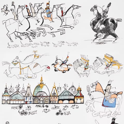 Horses - MULTI ON WHITE