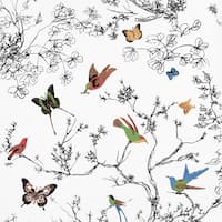 BIRDS & BUTTERFLIES - MULTI ON WHITE