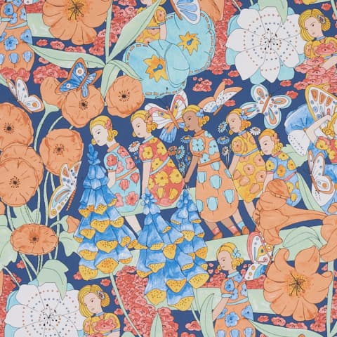 FAIRIE GARDEN - ORANGE AND NAVY