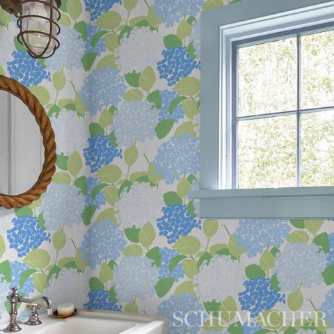 Hydrangea - Porcelain Wallpapers | Schumacher