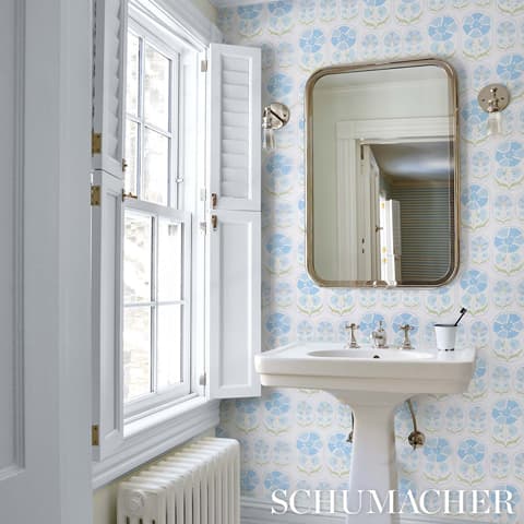 Anjuna Floral - Sky Wallpapers | Schumacher