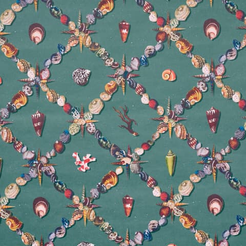 GROTTO TREILLAGE - MULTI ON TEAL