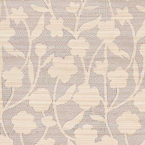 KANTHA EMBROIDERED FLOWER SISAL - CARBON