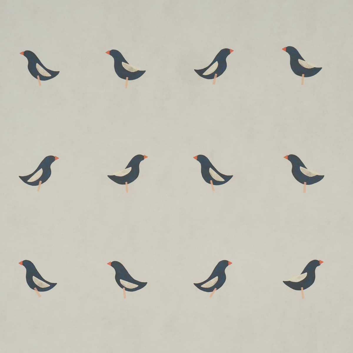 BIRDS PRINT - BLACK ON NATURAL