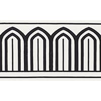 ARCHES EMBROIDERED TAPE WIDE - BLACK ON WHITE
