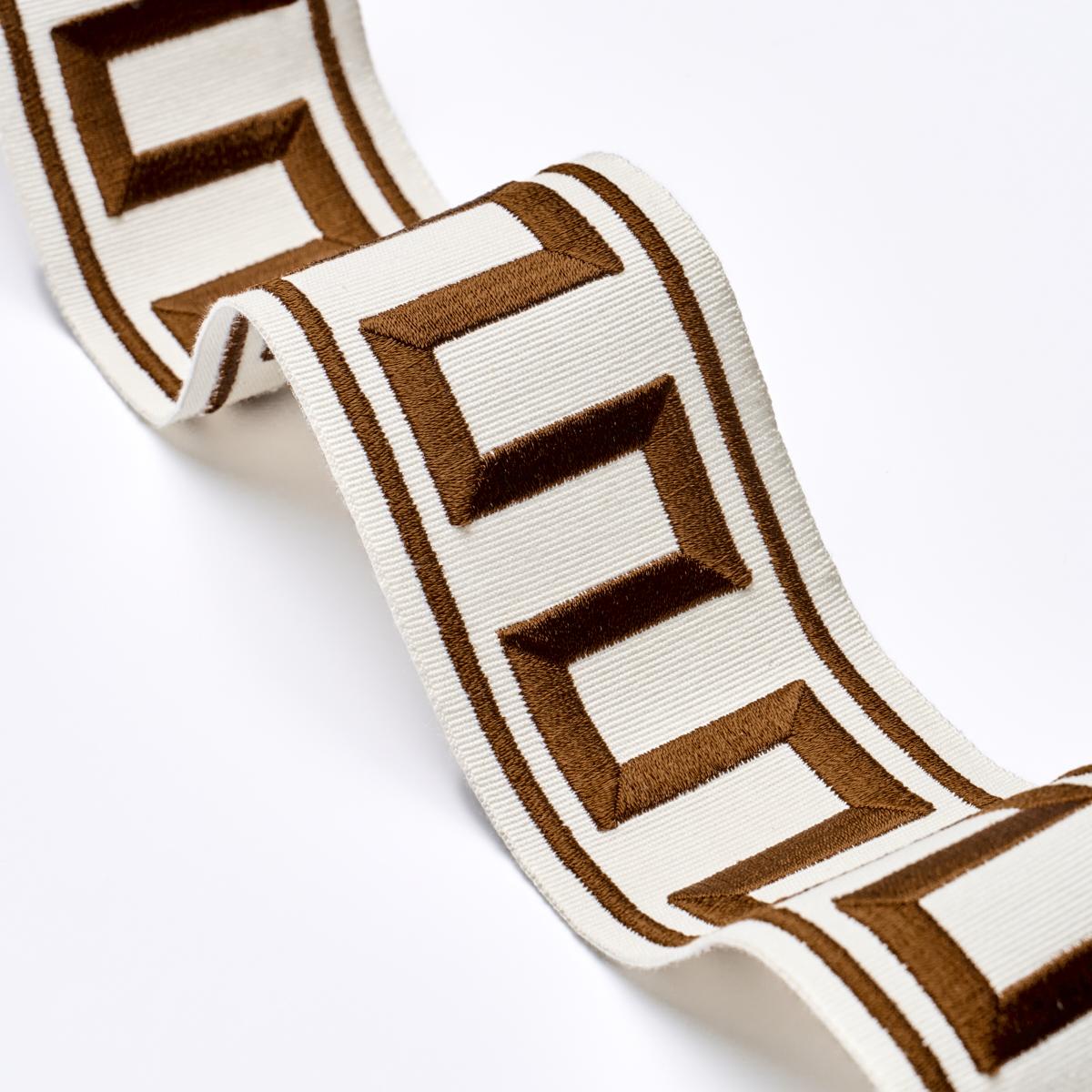 GREEK KEY EMBROIDERED TAPE_BROWN