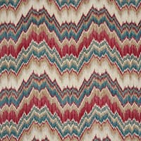 BEZIQUE FLAMESTITCH VELVET - RED & PEACOCK