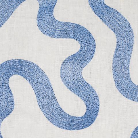 Riley Embroidery - Navy On Ivory Fabrics | Schumacher