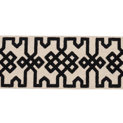 KNOTTED TRELLIS TAPE - BLACK ON UNBLEACHED