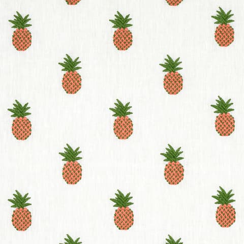 PINEAPPLE EMBROIDERY - APRICOT ON IVORY