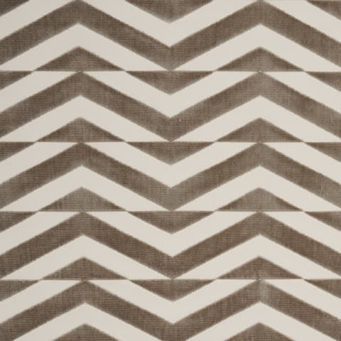 BROKEN CHEVRON CUT VELVET - TAUPE ON IVORY