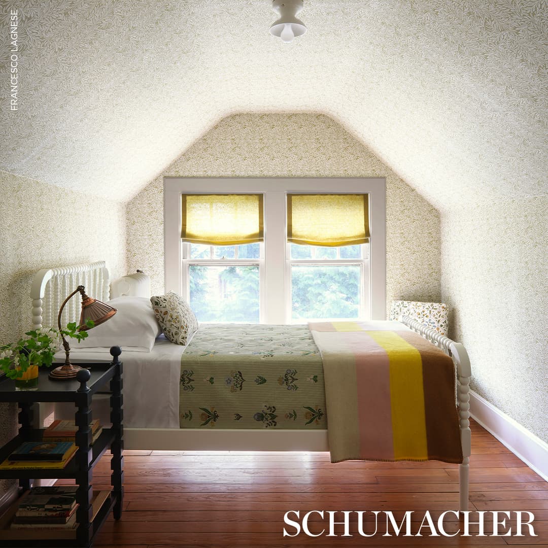 Elmslie Embroidery - Leaf Fabrics | Schumacher