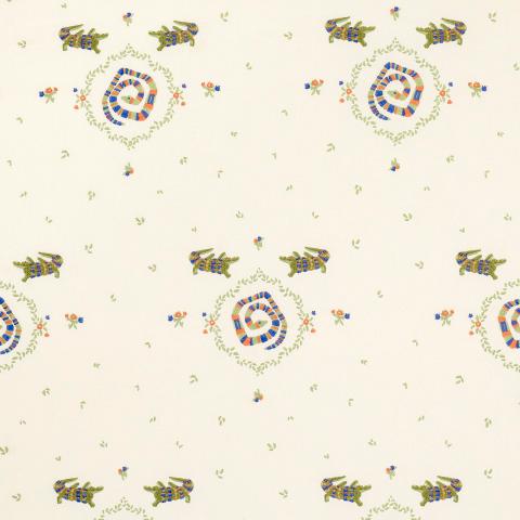 REPTILIA EMBROIDERY - BRIGHT MULTI ON IVORY