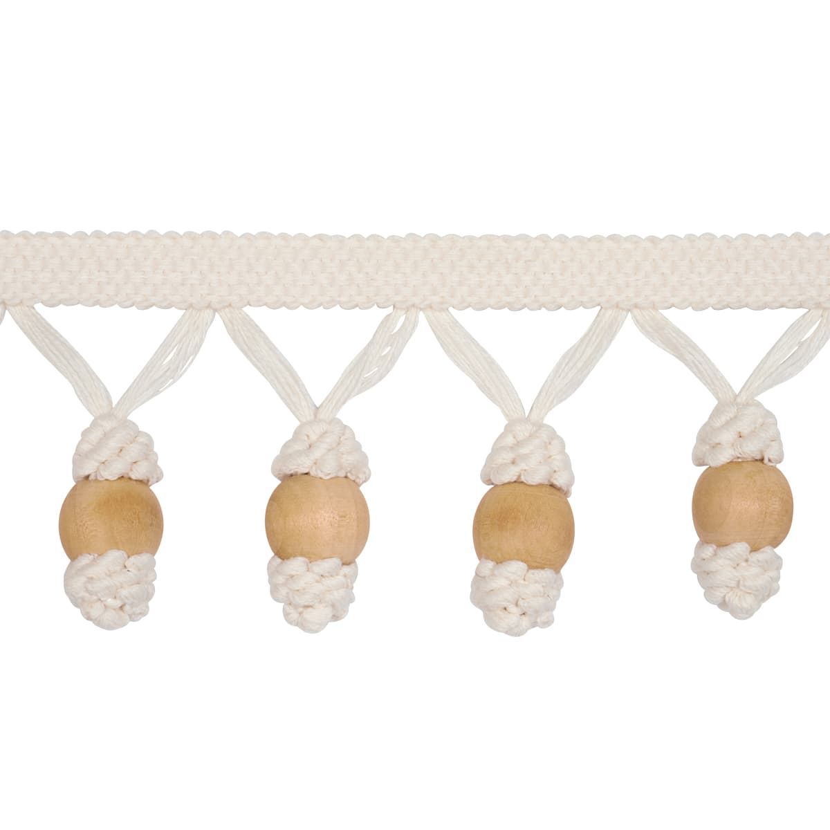 WOODEN BALL FRINGE - IVORY