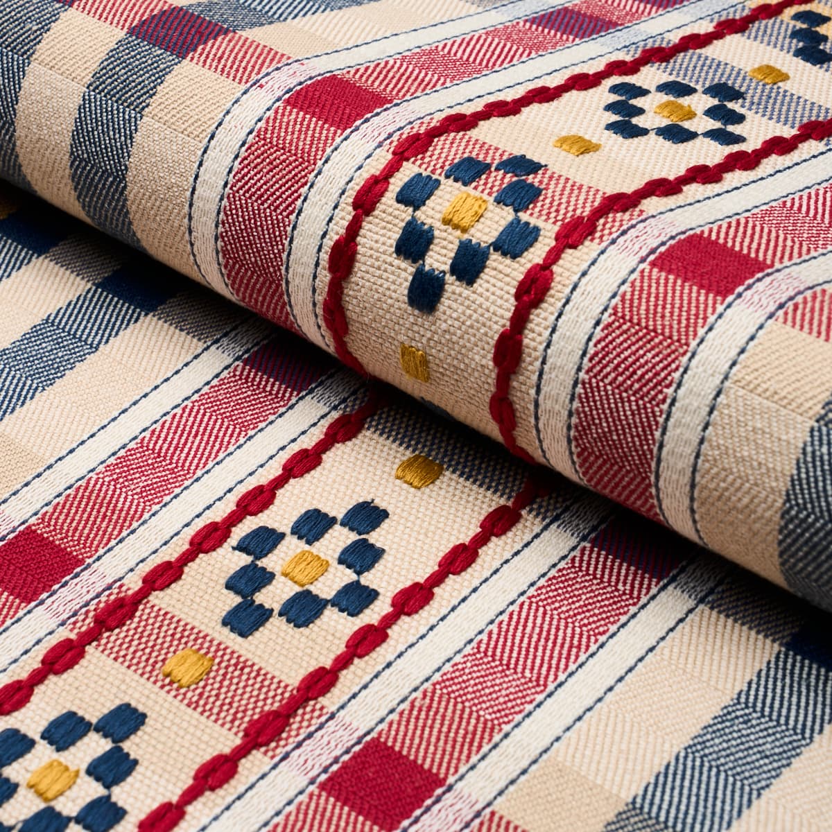 HUTTON HAND WOVEN CHECK - ROUGE & NAVY