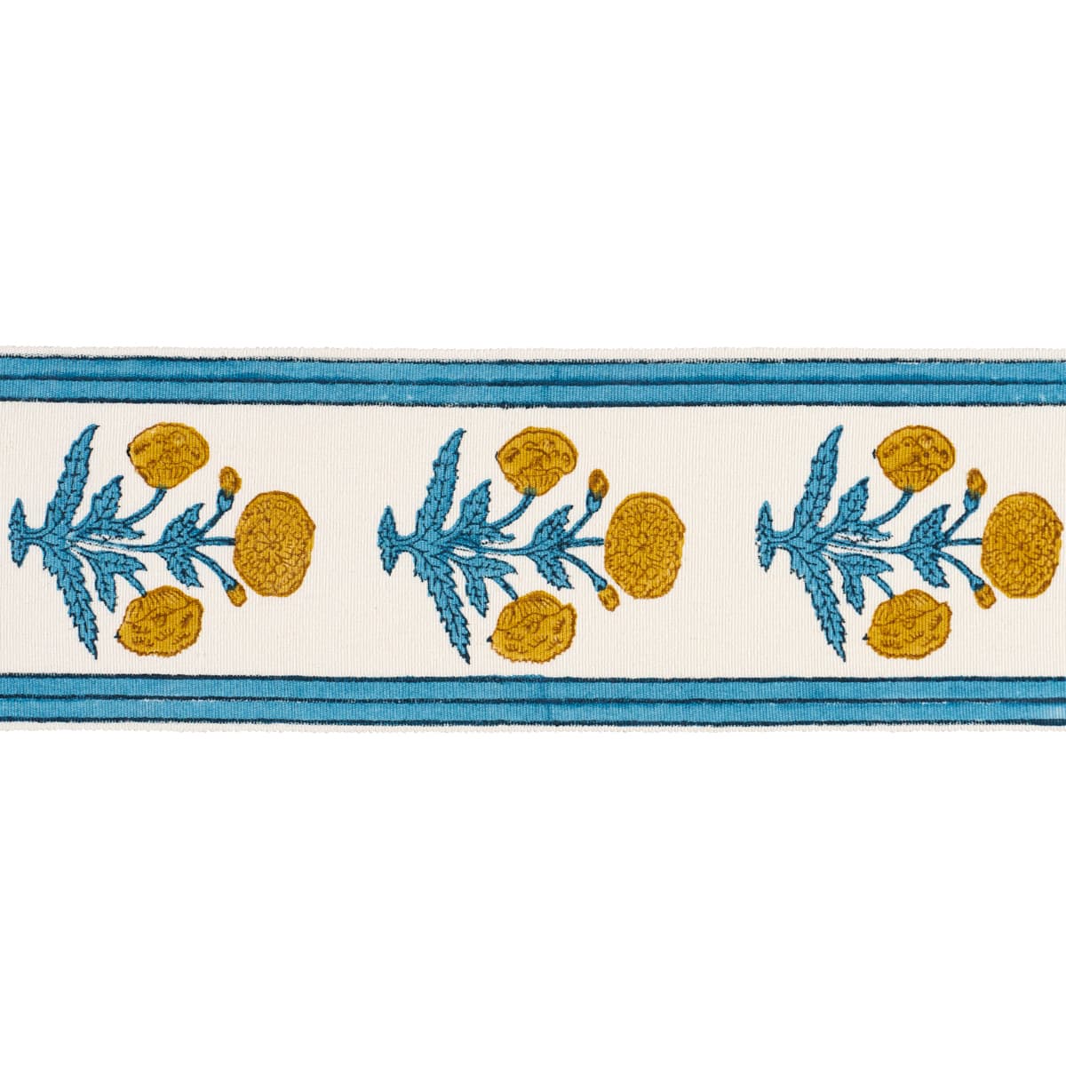 POPPY HAND BLOCK TRIM - BLUE