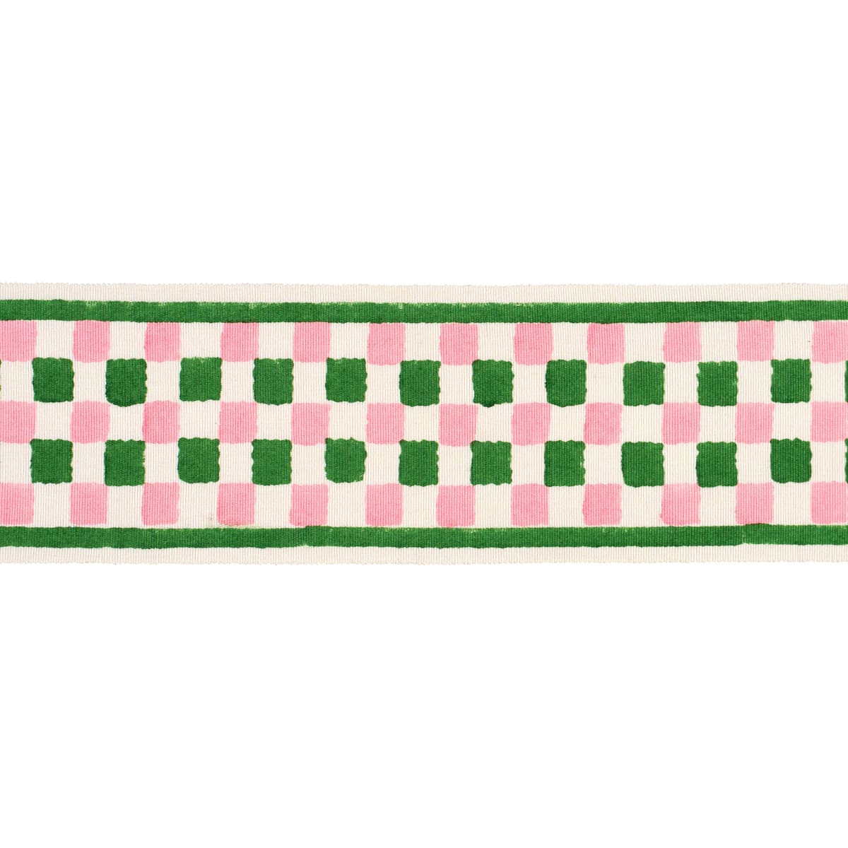 CHEQUER HAND BLOCK TRIM - GREEN