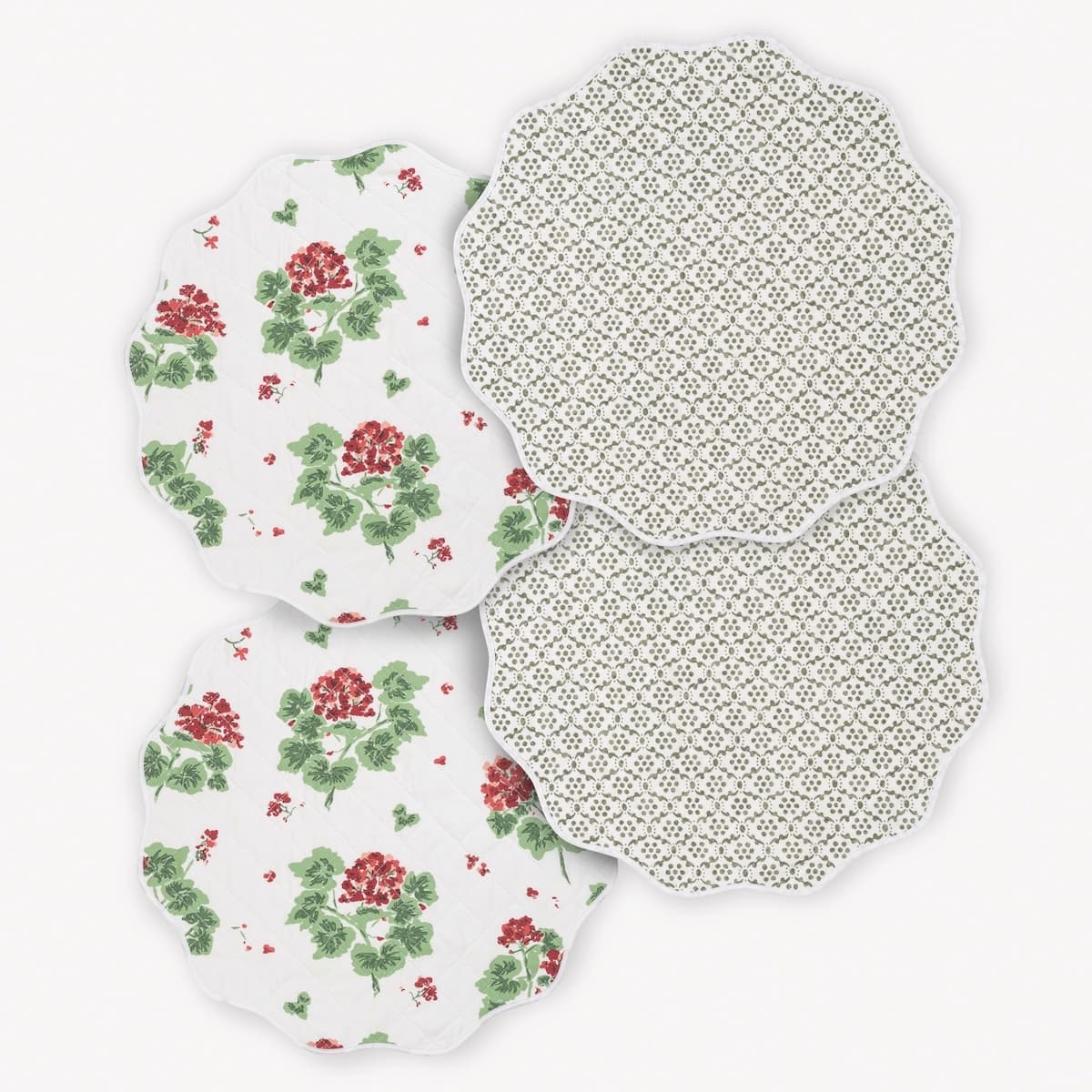 Geranium/Laksha Placemat, Set of 4 - SCARLET/MOSS
