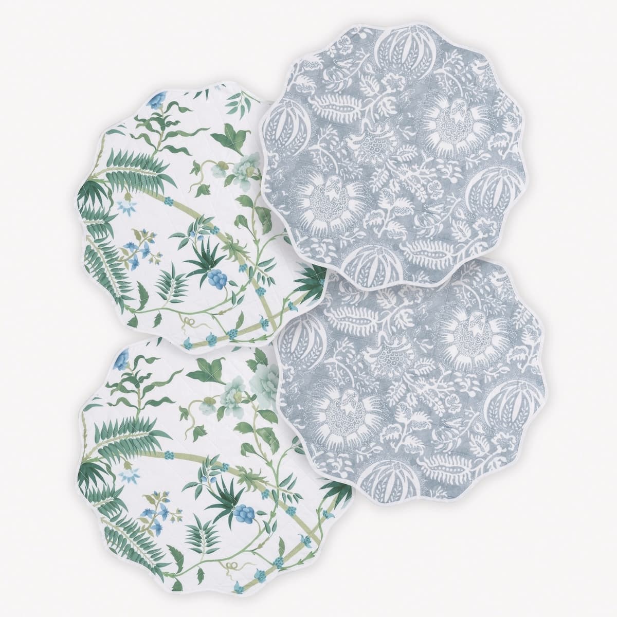 Palmyra/Granada Placemat, Set of 4 - EMERALD/HAZY BLUE
