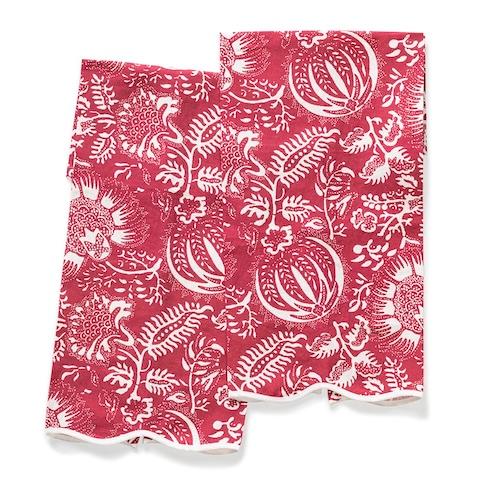 Granada Guest Towel, Set of 2 - SCARLET