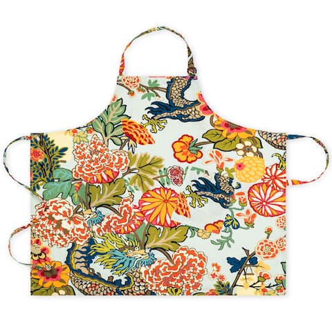 Chiang Mai Dragon Linen Apron - AQUAMARINE