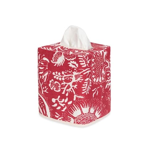 Granada Linen Tissue Box Cover - SCARLET