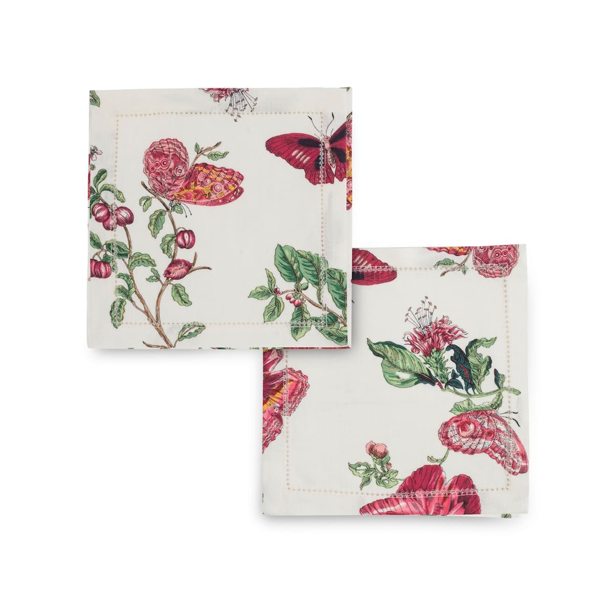 Baudin Butterfly Cocktail Napkins - RUBY