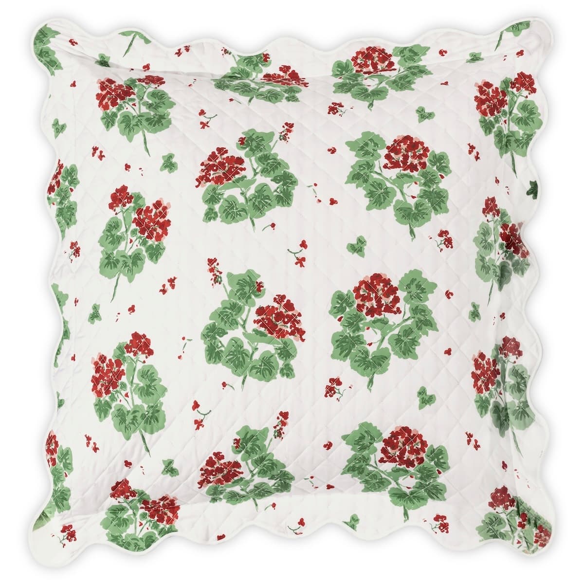 Geranium Quilted Sham - SCARLET