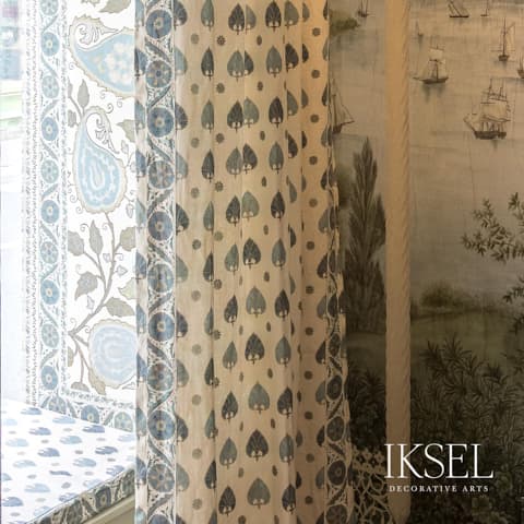 Suzani Spades - Blues Fabrics | Schumacher