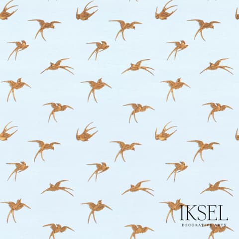 JAPANESE BIRDS - SKY BLUE-GOLD