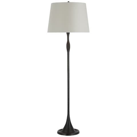 Romero Floor Lamp, Bronze - CHAREE SILK STRIPE, LIGHT BLUE