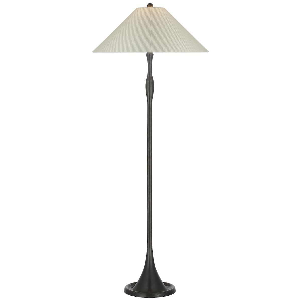 Romero Floor Lamp, Bronze - CHAREE SILK STRIPE, LIGHT BLUE